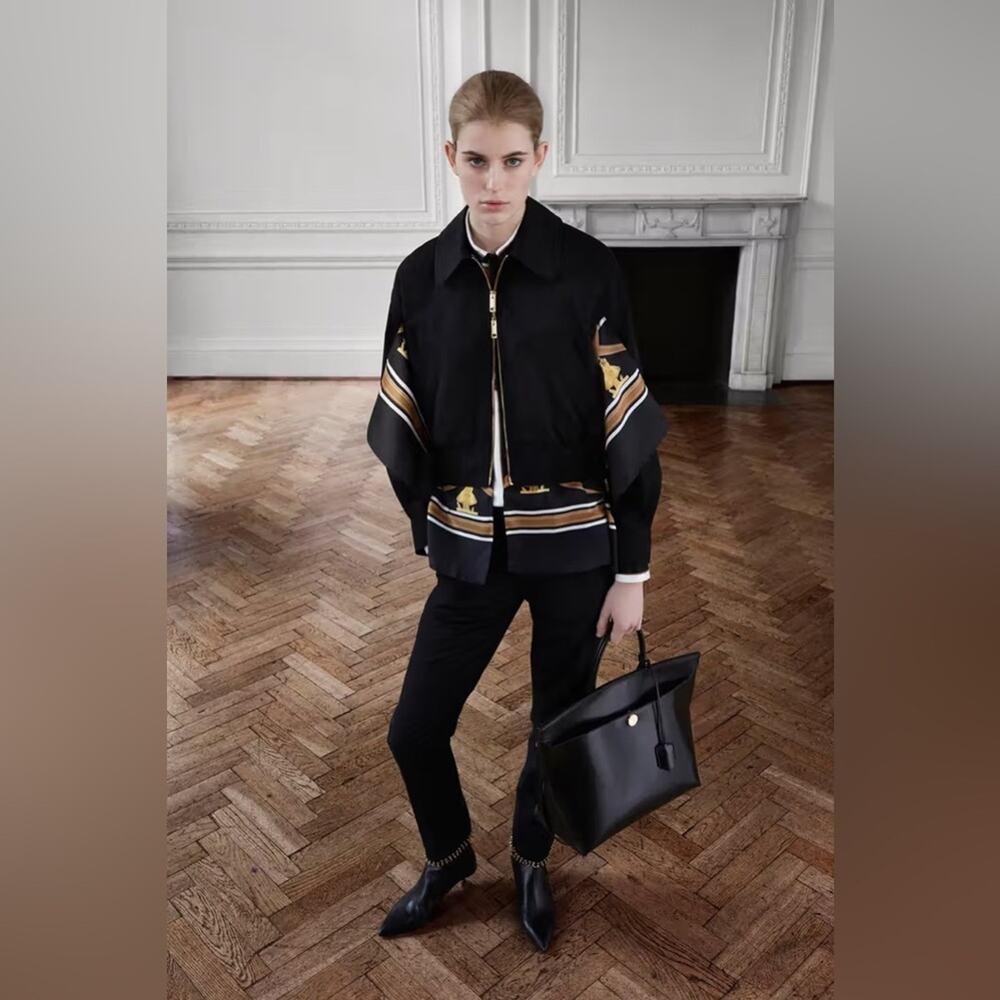 BURBERRY silk twill cotton scarf print bomber jacket - Picture 3 of 11